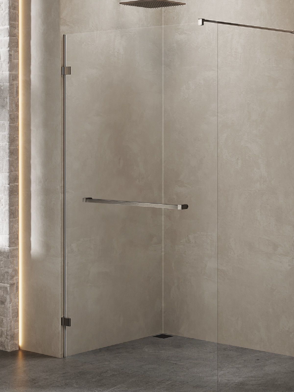 New Trendy Avexa Gunmetal Brushed paroi de douche walk-in 60 cm gris canon brossé/verre transparent EXK-7121