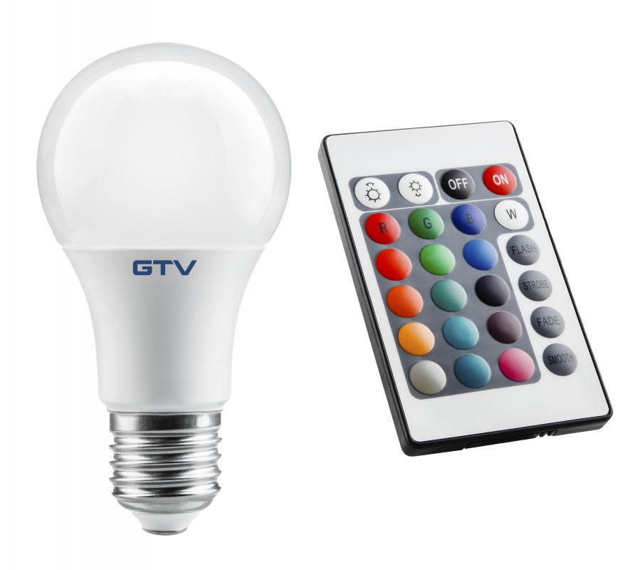 GTV ampoule led 1x9 W 3000 K E27 LD-PC2A60RGBW-9W