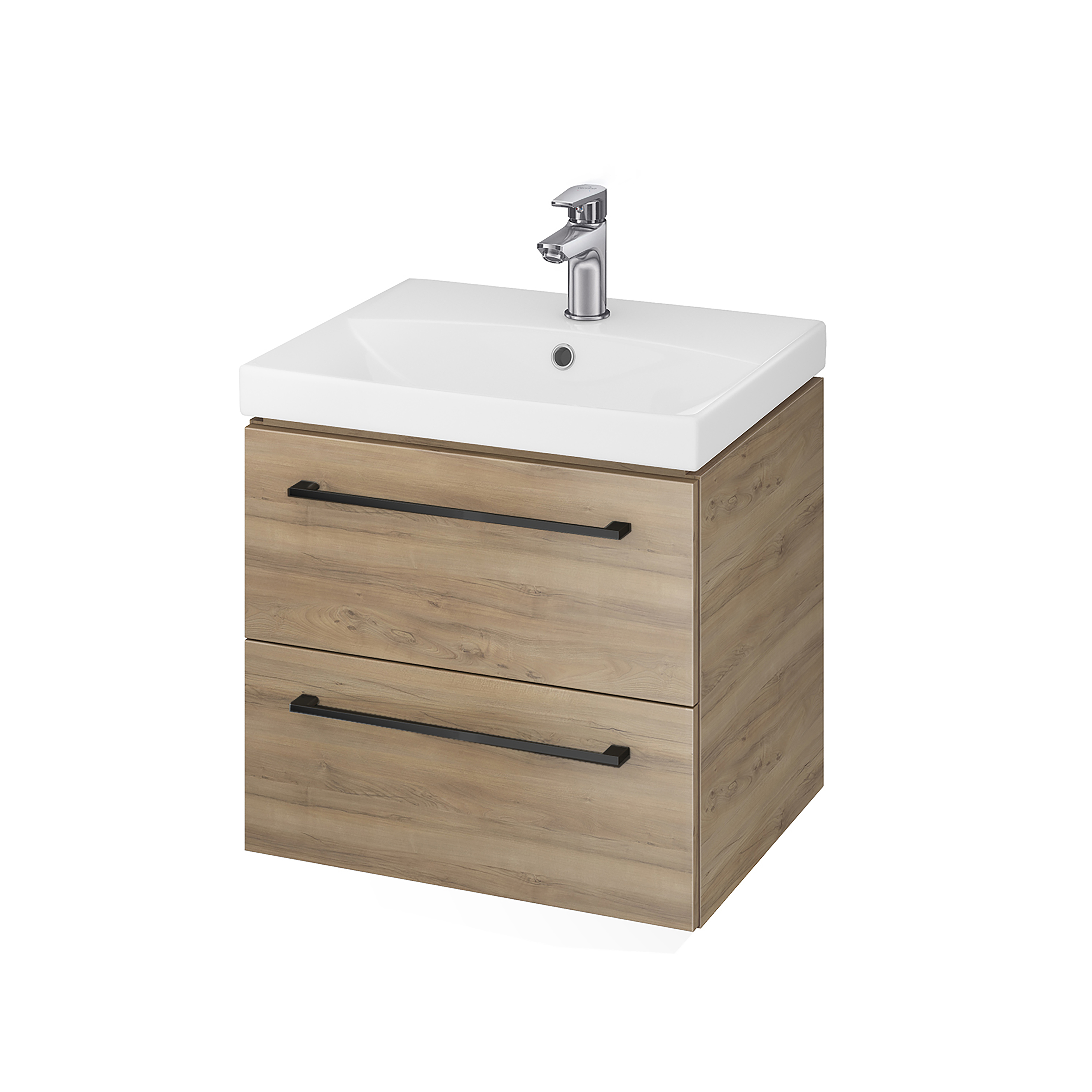 Cersanit Gala lavabo avec meuble et poignées 50.5 cm noyer S801-368