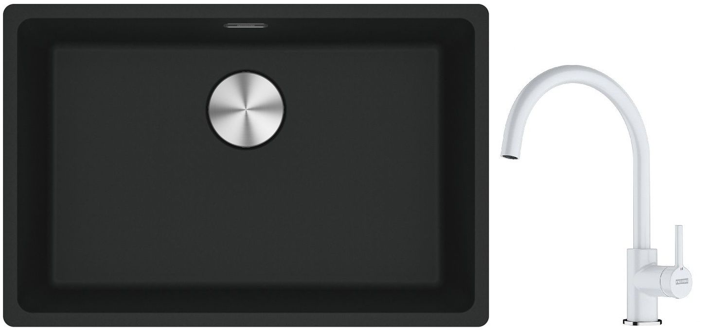 Set évier en granit Franke Maris 125.0687.256, mitigeur de cuisine Franke Lina 115.0626.024