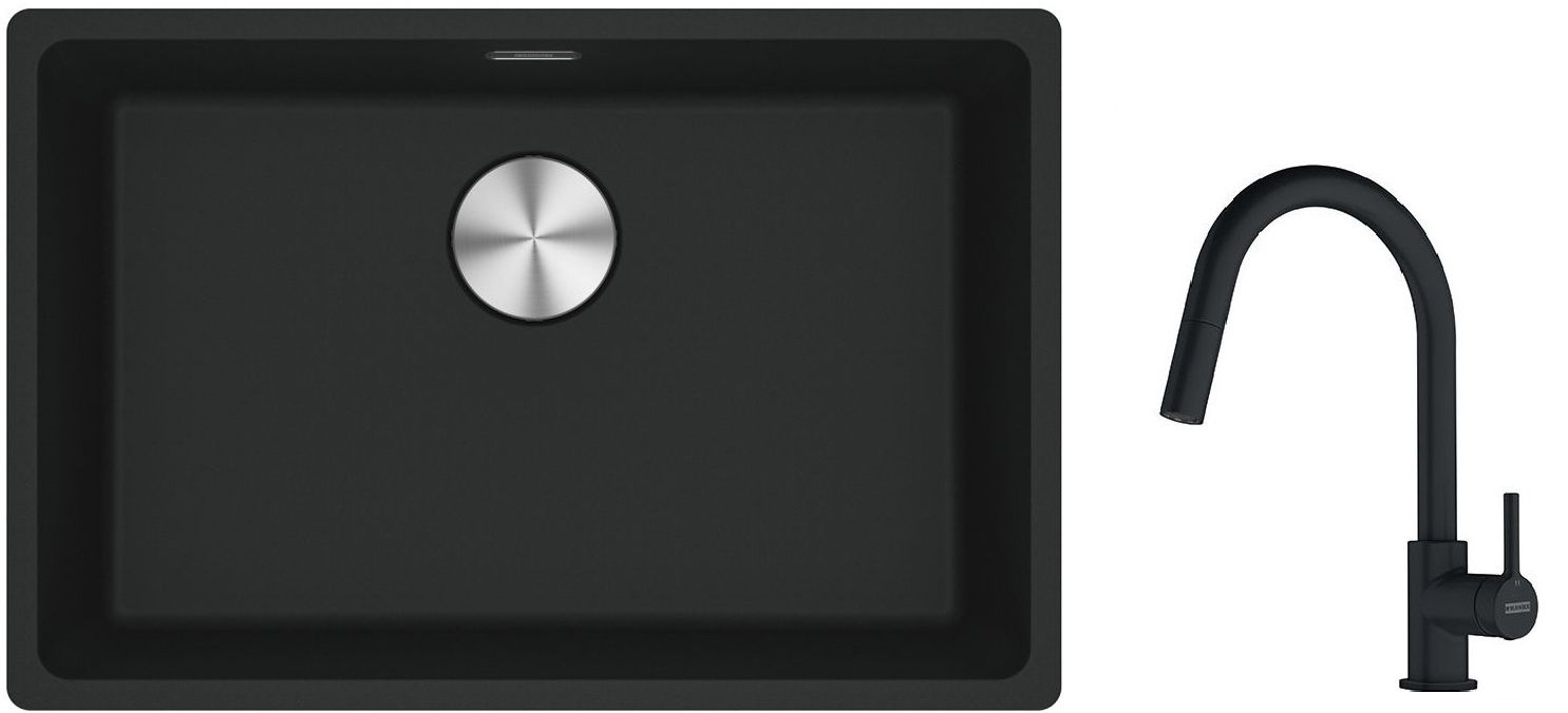 Set évier en granit Franke Maris 125.0687.256, mitigeur de cuisine Franke Lina 115.0626.053