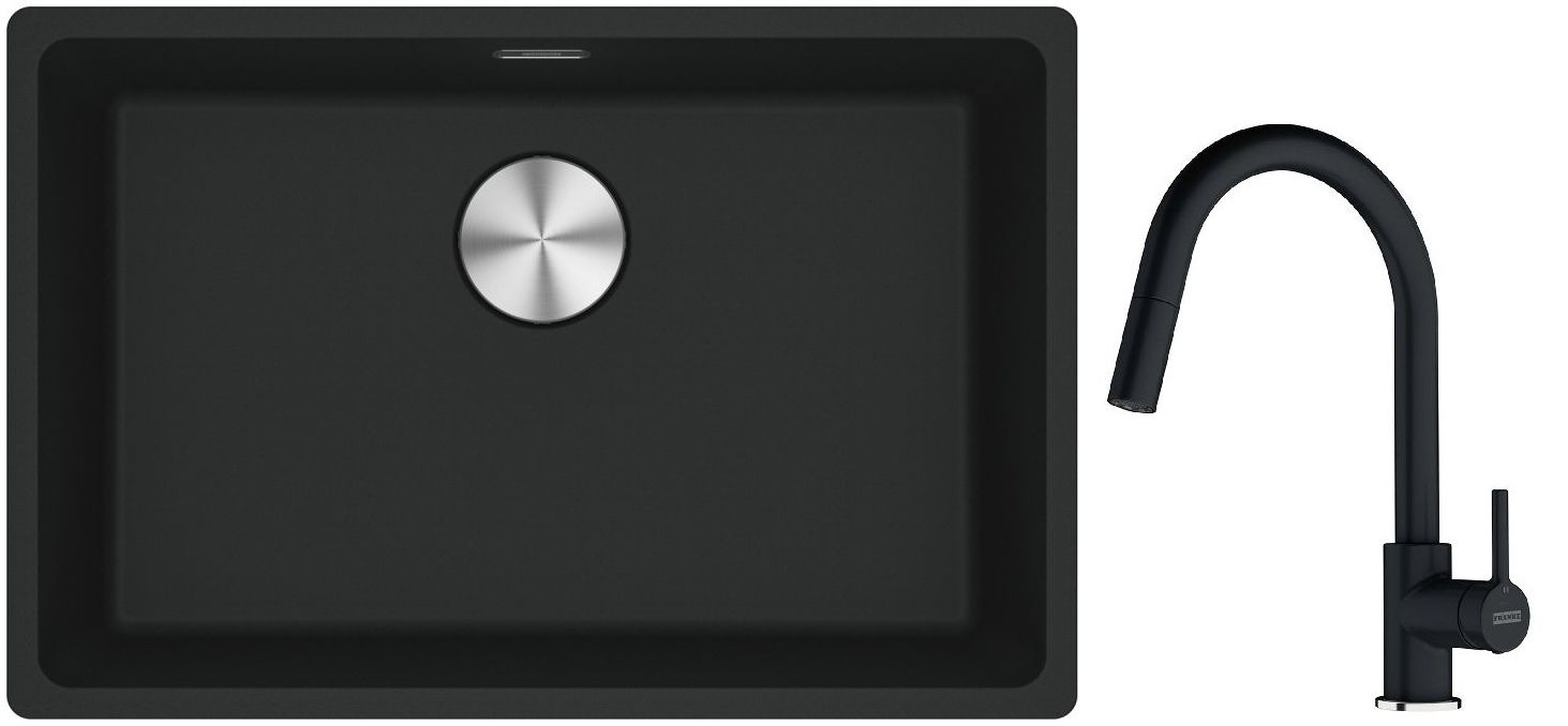 Set évier en granit Franke Maris 125.0687.256, mitigeur de cuisine Franke Lina 115.0626.055
