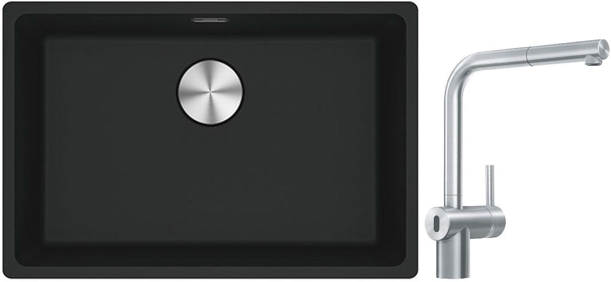 Set mitigeur de cuisine Franke Atlas Neo Sensor 115.0625.523, évier en granit Franke Maris 125.0687.252