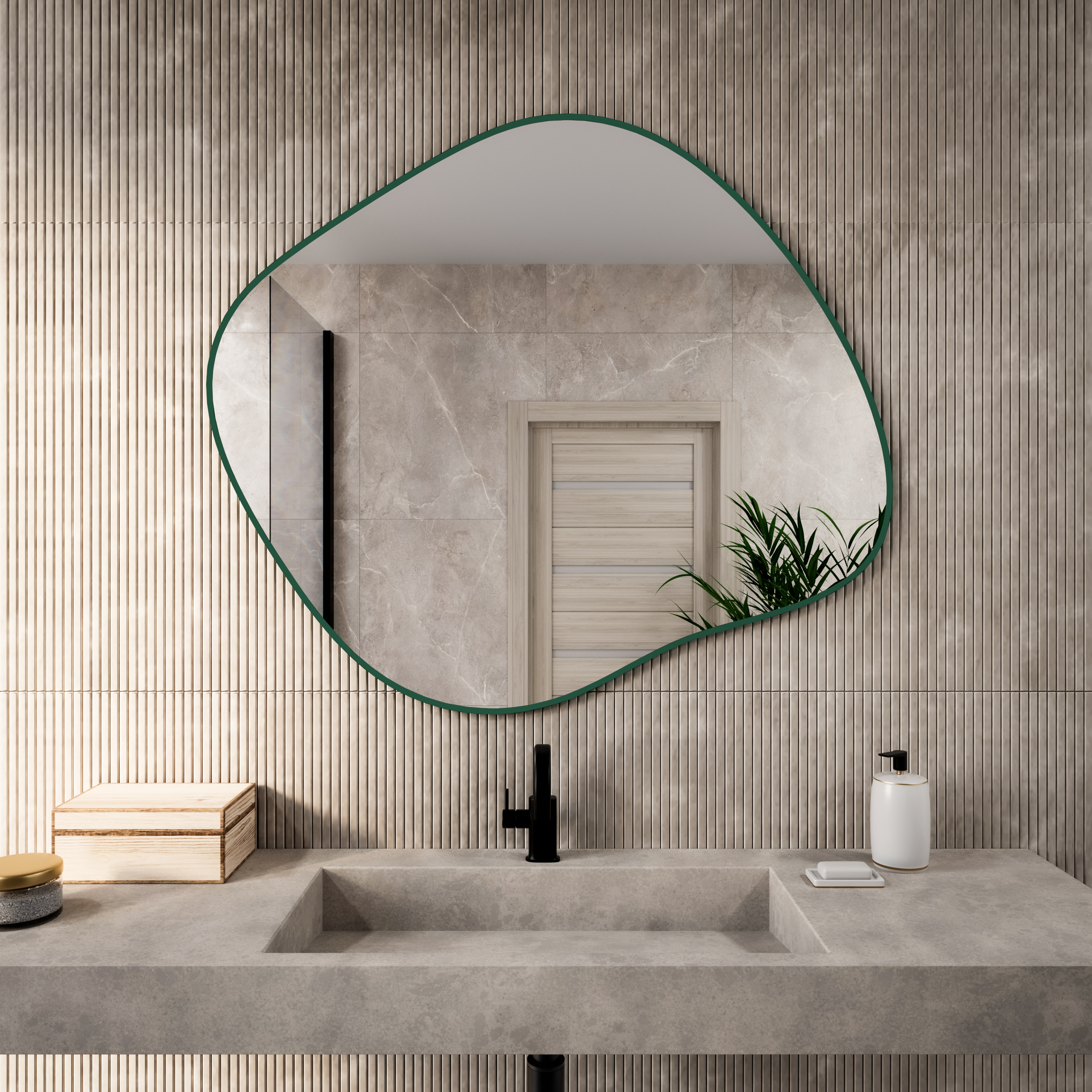Baltica Design Tiny Border Stain III miroir 80x70 cm vert 5904107931937