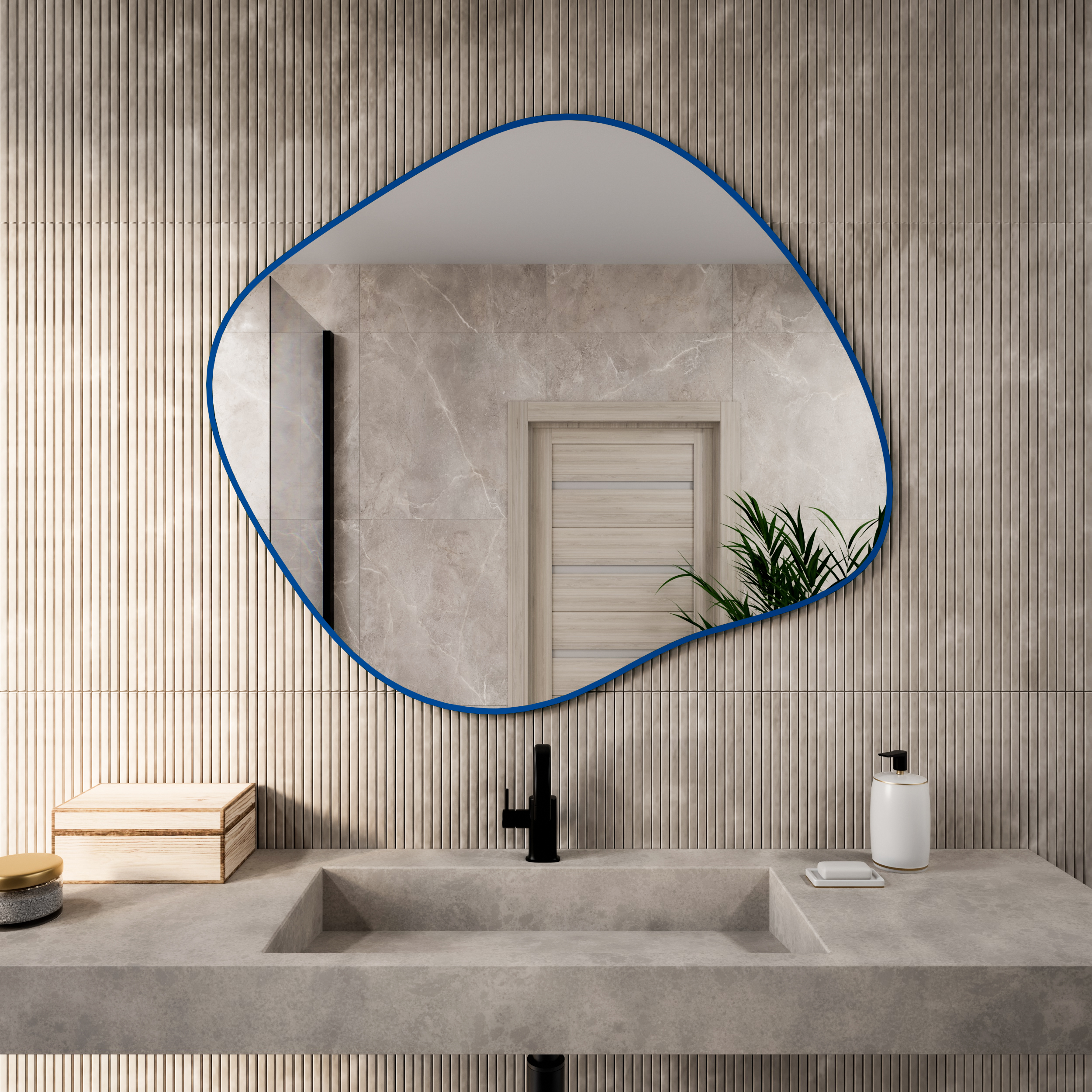 Baltica Design Tiny Border Stain III miroir 60x52 cm bleu 5904107931852