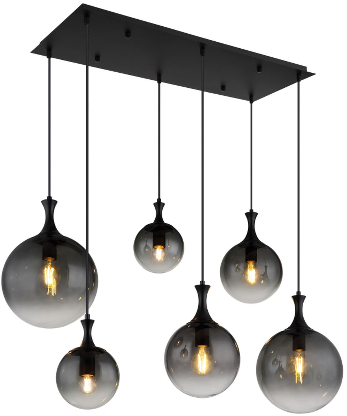 Globo Lighting Dalton lampe suspendue 6x10 W noir-fumé 15885-6H