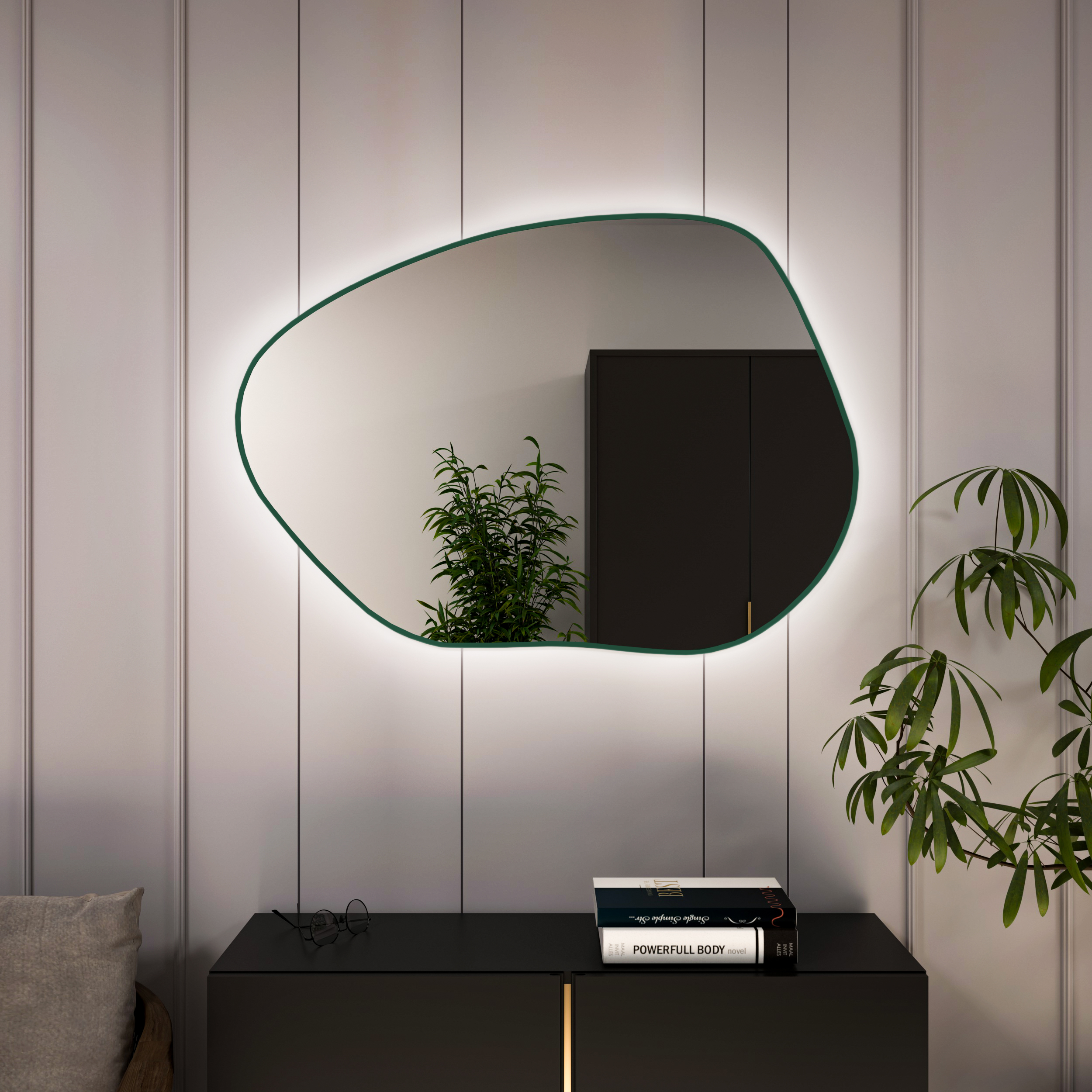 Baltica Design Bright Stain I miroir 80x57 cm avec éclairage vert 5904107931692