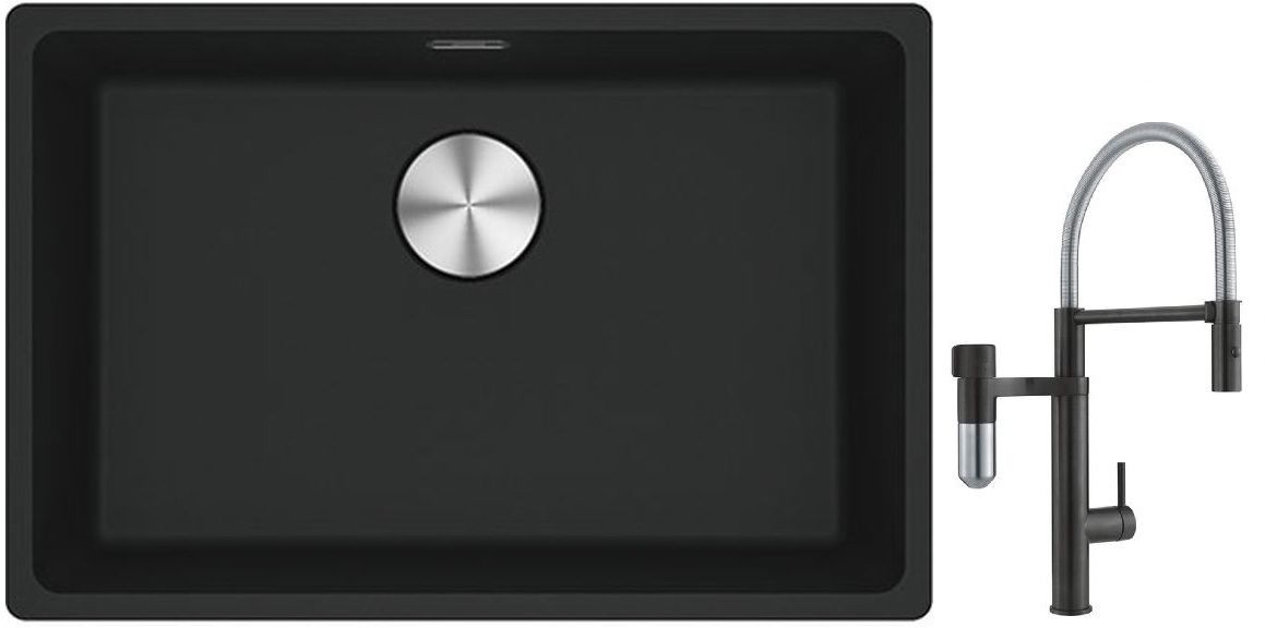 Set mitigeur de cuisine Franke Vital Semi-Pro 120.0621.313, évier en granit Franke Maris 125.0687.252