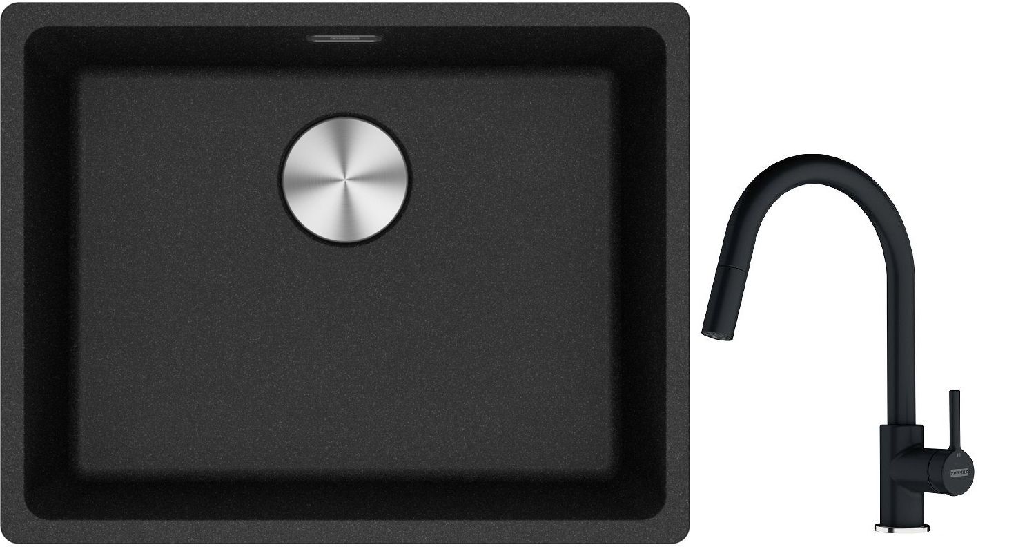 Set évier en granit Franke Maris 125.0687.253, mitigeur de cuisine Franke Lina 115.0626.055