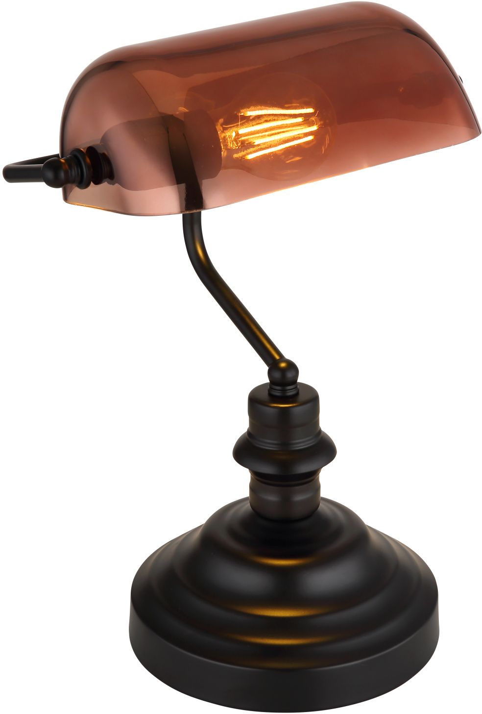 Globo Lighting Antique lampe de table 1x60 W noir-transparent-cuivre 2491C