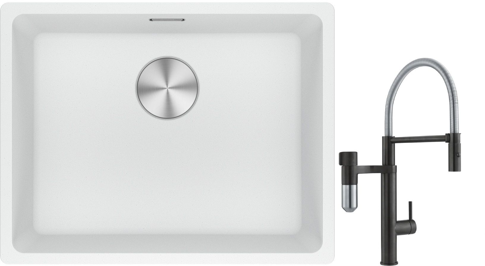 Set mitigeur de cuisine Franke Vital Semi-Pro 120.0621.313, évier en granit Franke Maris 125.0687.255