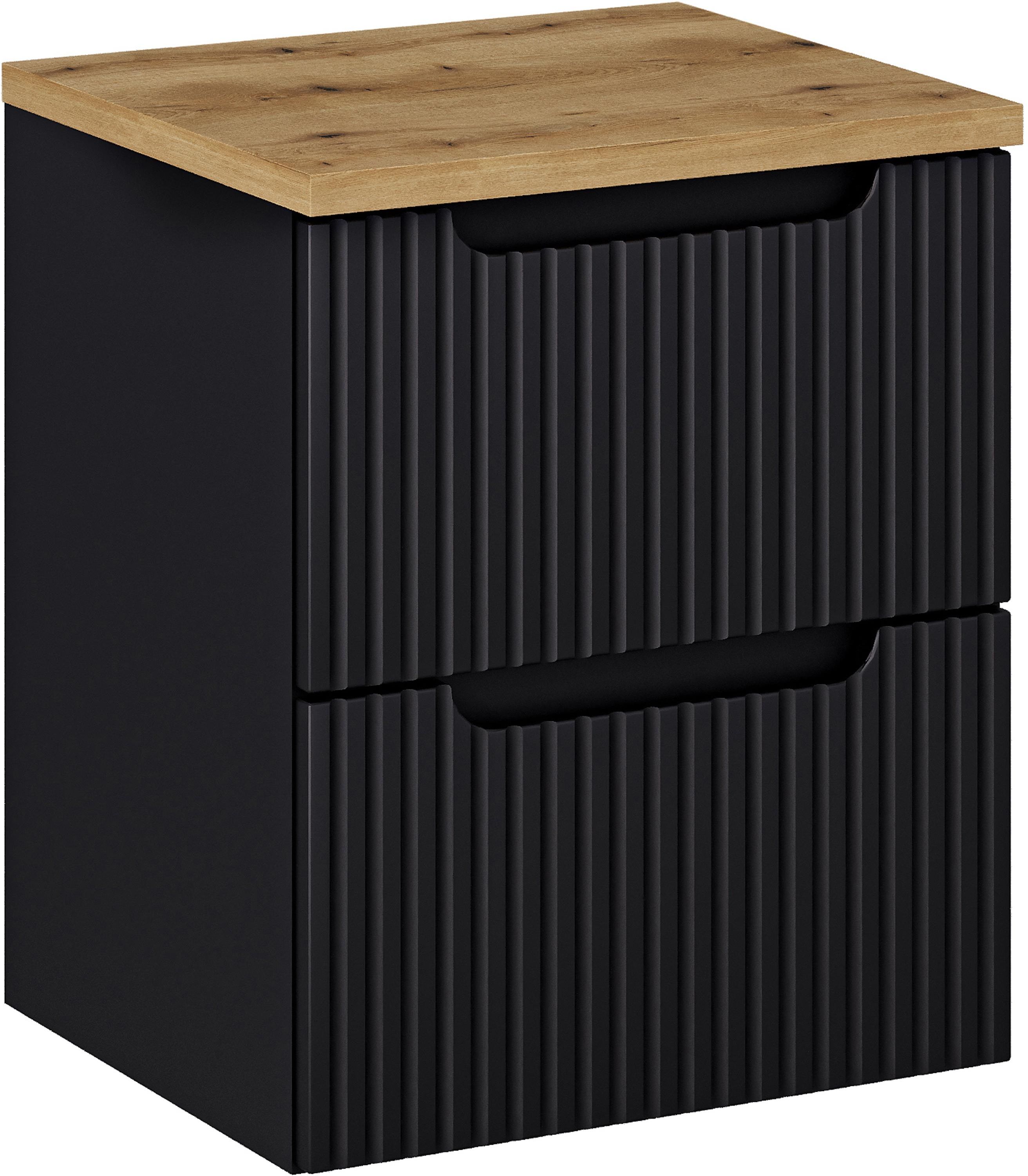 Set armoire Comad Nova Black NOVA BLACK D2 82-50-2S, plan de travail Comad Nova Oak NOVA OAK A 89-50