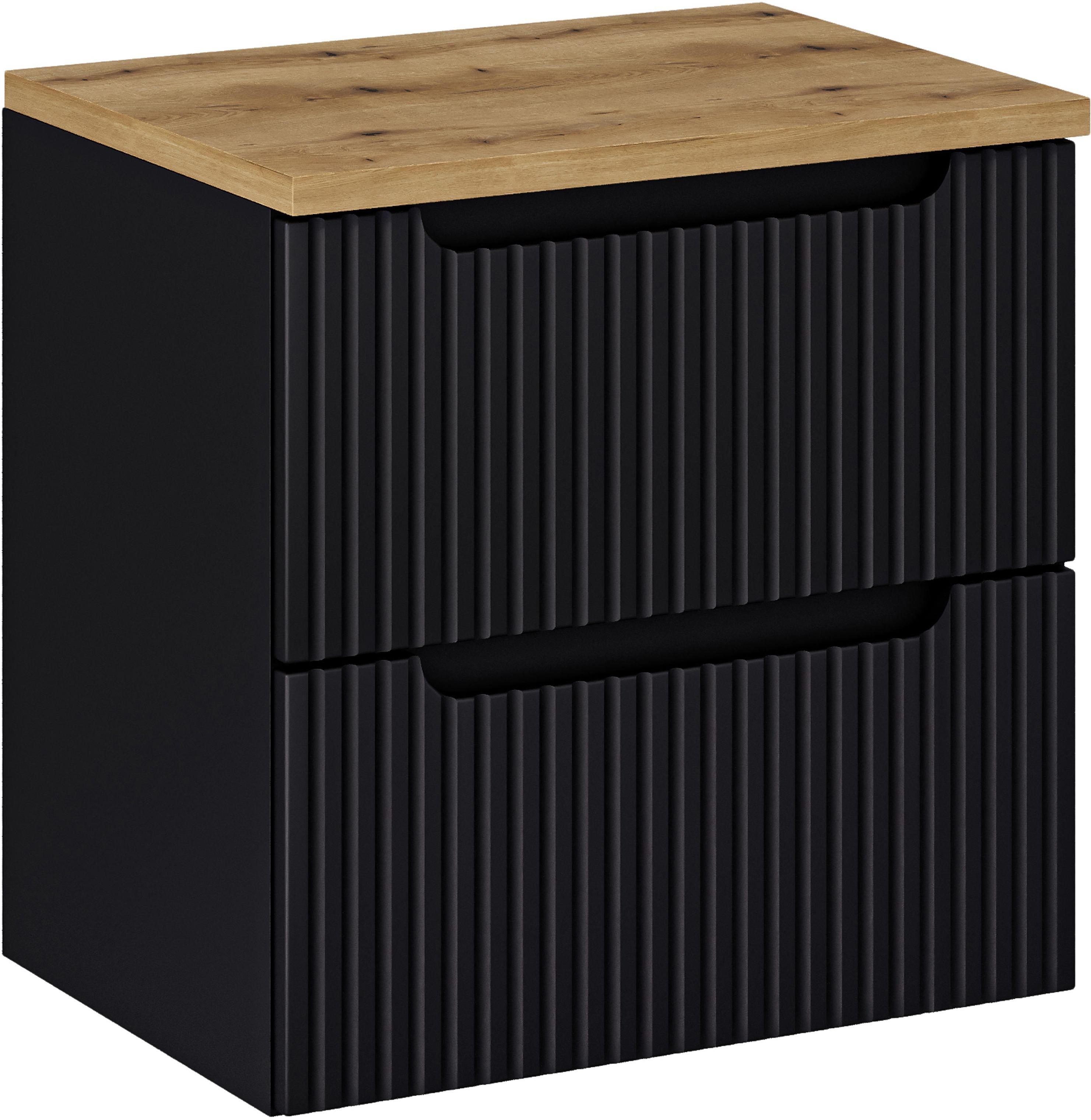 Set armoire Comad Nova Black NOVA BLACK D2 82-60-2S, plan de travail Comad Nova Oak NOVA OAK A 89-60
