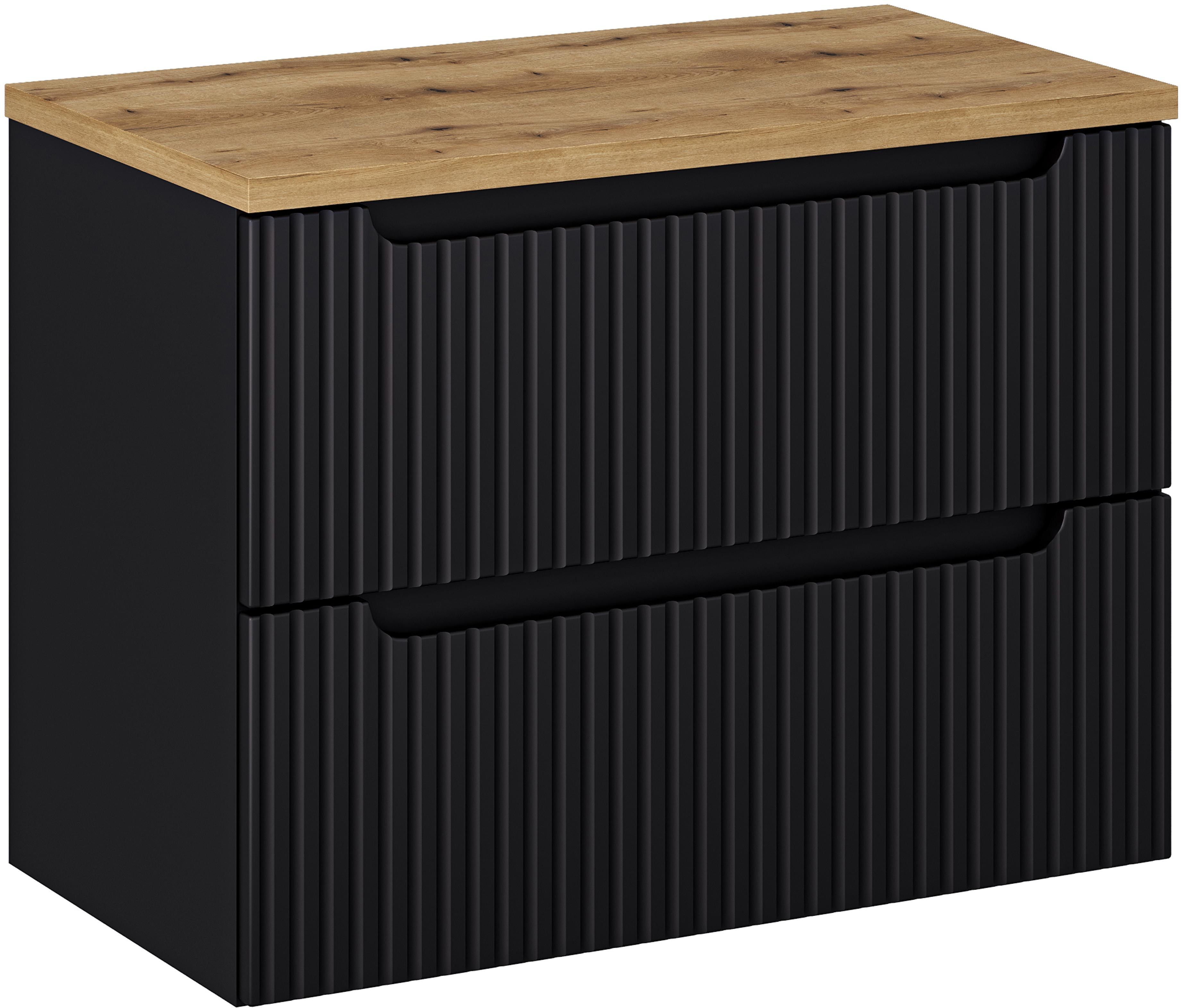 Set armoire Comad Nova Black NOVA BLACK D2 82-80-2S, plan de travail Comad Nova Oak NOVA OAK A 89-80