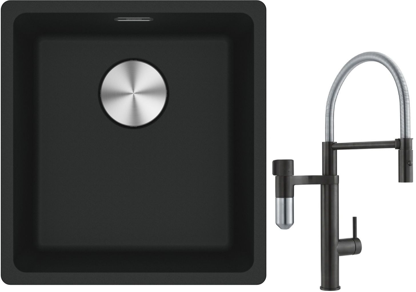 Set mitigeur de cuisine Franke Vital Semi-Pro 120.0621.313, évier en granit Franke Maris 125.0687.248