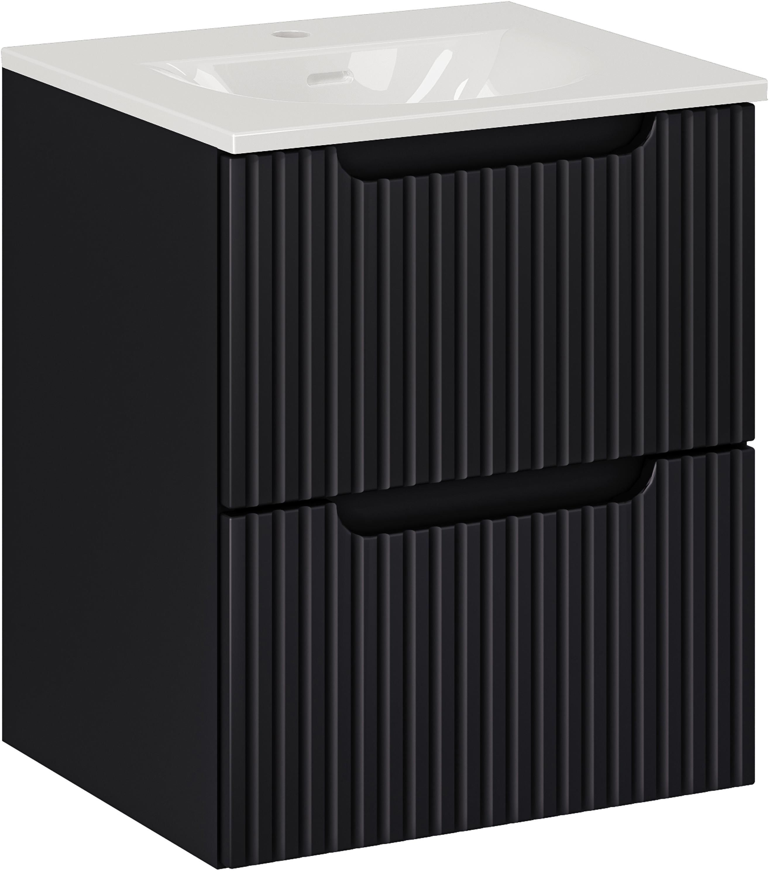 Set armoire Comad Nova Black NOVA BLACK D2 82-50-2S, lavabo Comad Sky 3 SKY 3 50CM DP (E-8099-3-50)