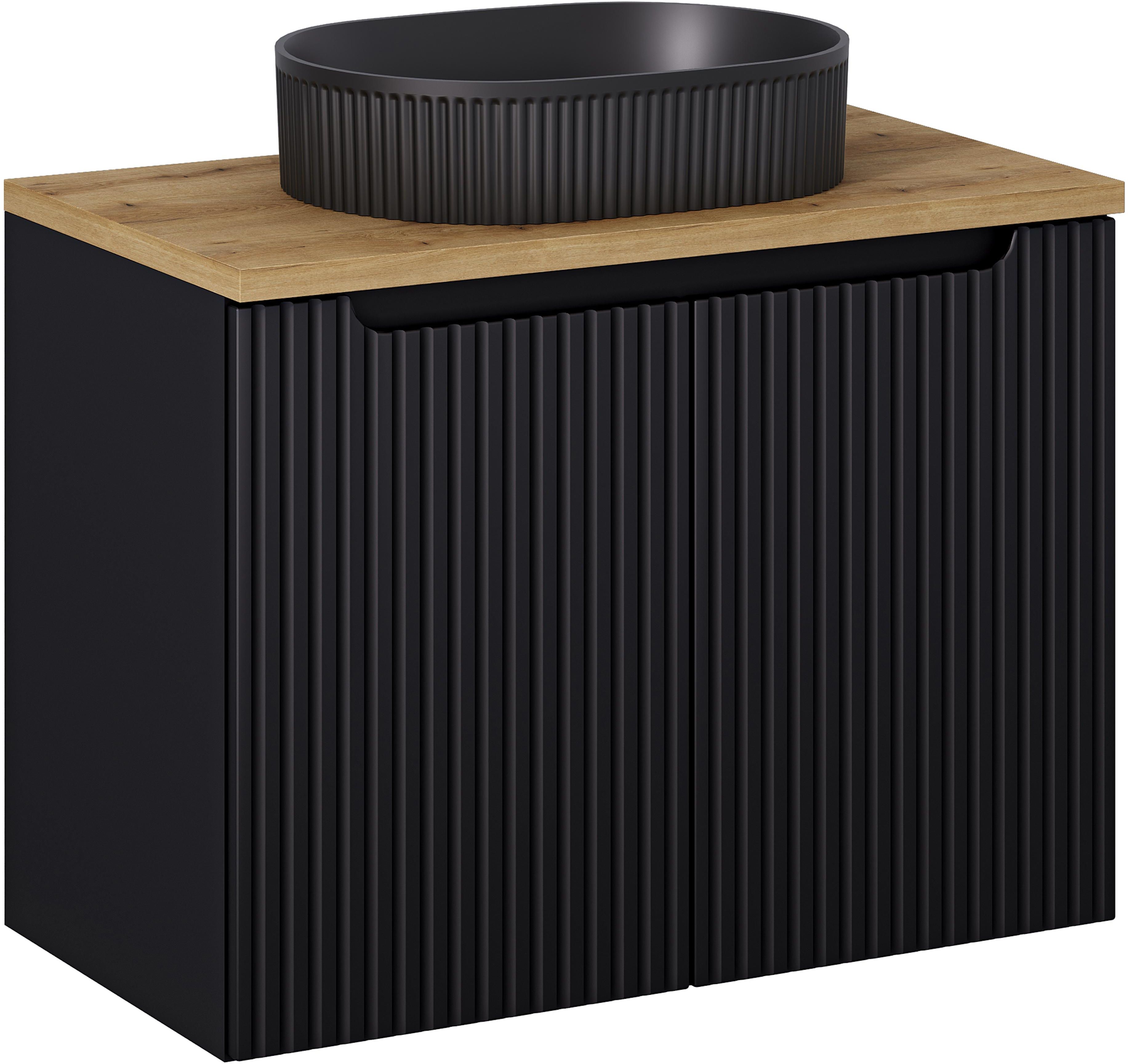 Set armoire Comad Nova Black NOVA BLACK D2 82-80-2D, lavabo Comad Beyond BEYOND 5 BLACK ( E-6564 ), NOVA OAK A 89-80