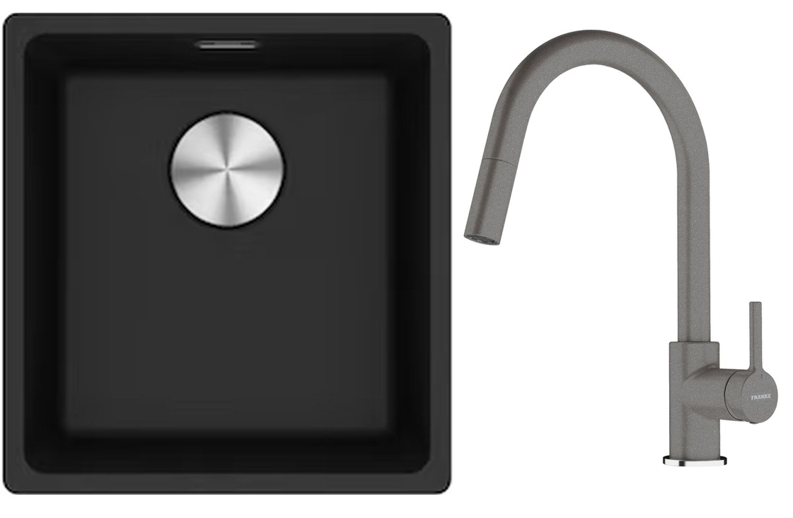 Set évier en granit Franke Maris 125.0687.249, mitigeur de cuisine Franke Lina 115.0626.057