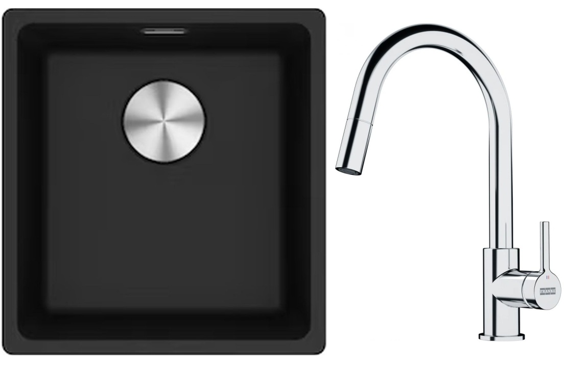 Set évier en granit Franke Maris 125.0687.249, mitigeur de cuisine Franke Lina 115.0693.229