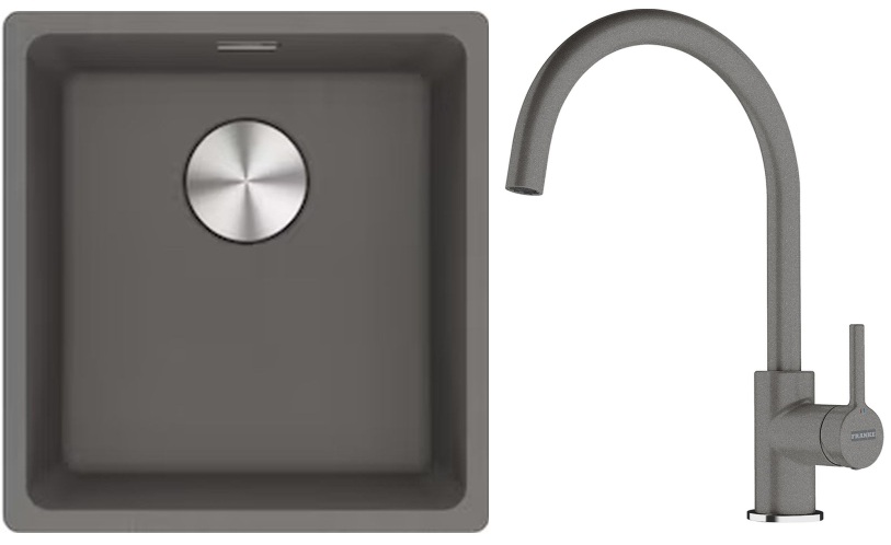 Set évier en granit Franke Maris 125.0687.250, mitigeur de cuisine Franke Lina 115.0626.022