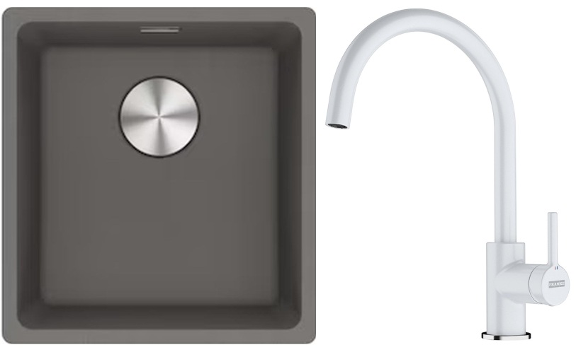 Set évier en granit Franke Maris 125.0687.250, mitigeur de cuisine Franke Lina 115.0626.024