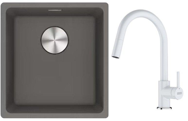 Set évier en granit Franke Maris 125.0687.250, mitigeur de cuisine Franke Lina 115.0626.081