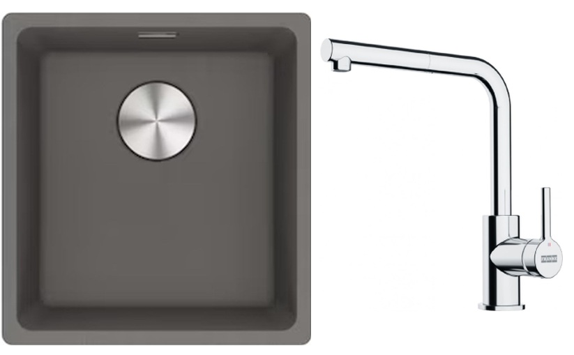 Set évier en granit Franke Maris 125.0687.250, mitigeur de cuisine Franke Lina 115.0712.420
