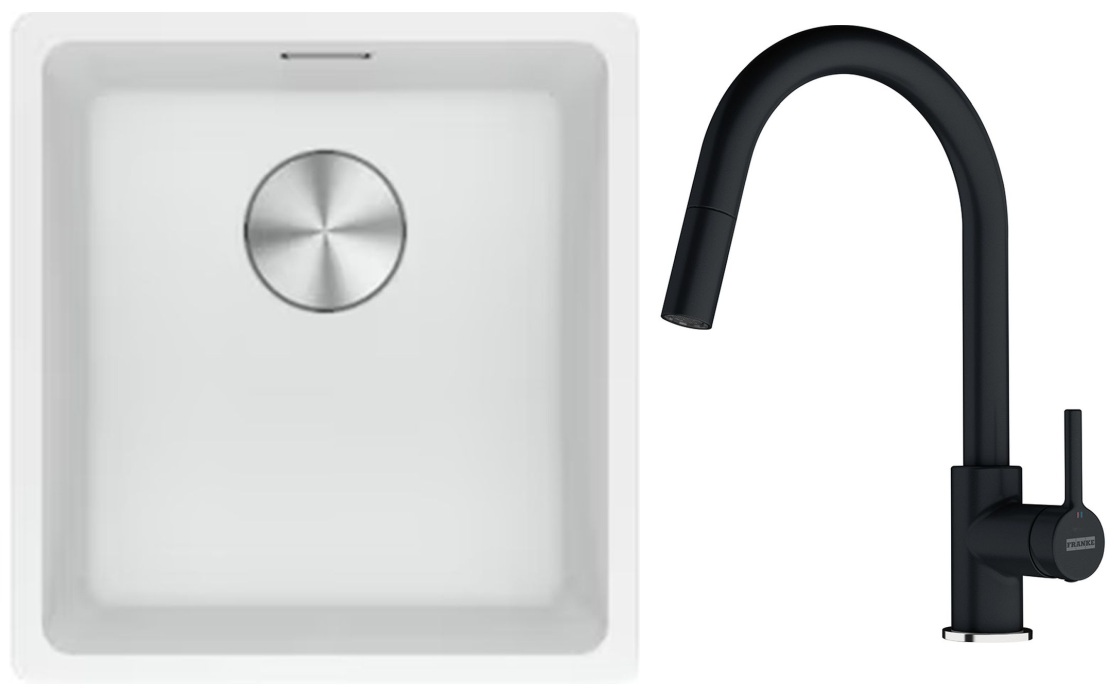 Set évier en granit Franke Maris 125.0687.251, mitigeur de cuisine Franke Lina 115.0626.055