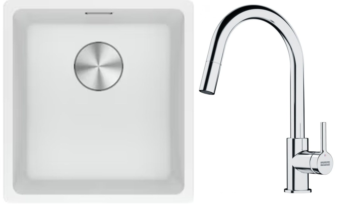 Set évier en granit Franke Maris 125.0687.251, mitigeur de cuisine Franke Lina 115.0693.229