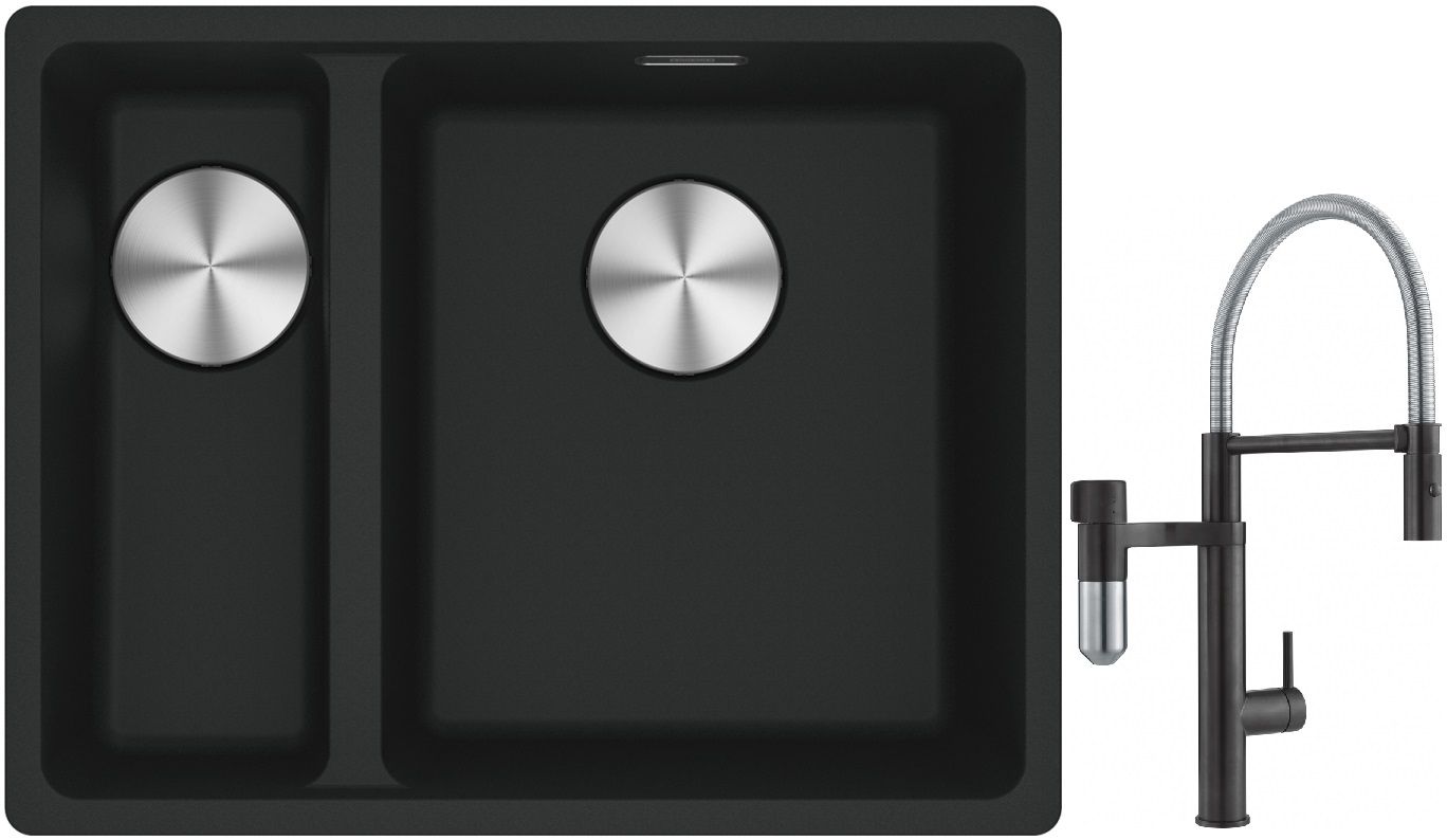 Set mitigeur de cuisine Franke Vital Semi-Pro 120.0621.313, évier en granit Franke Maris 125.0687.268