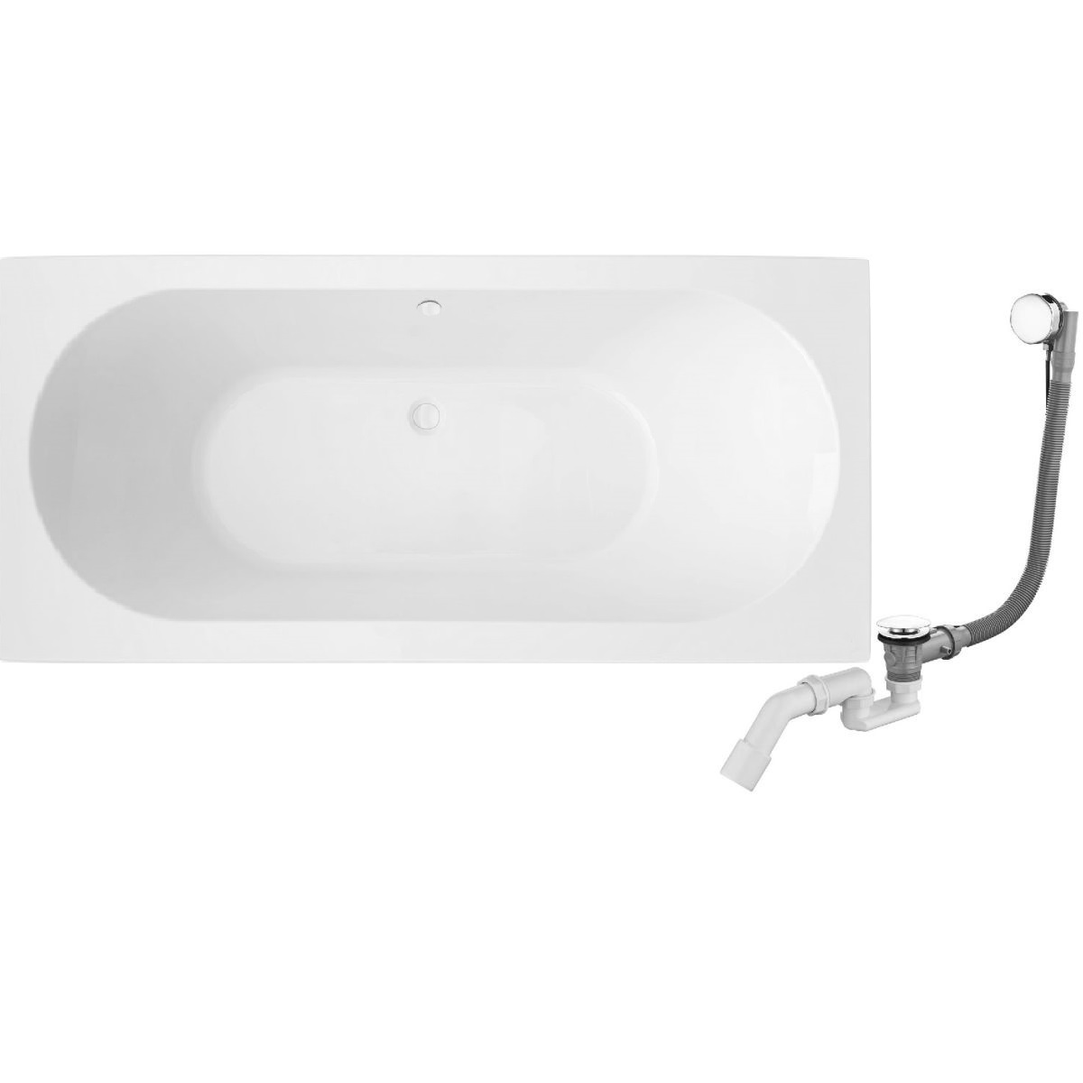 Set baignoire rectangulaire Oltens Lykke 10014000, siphon de baignoire Oltens Oster 03001100