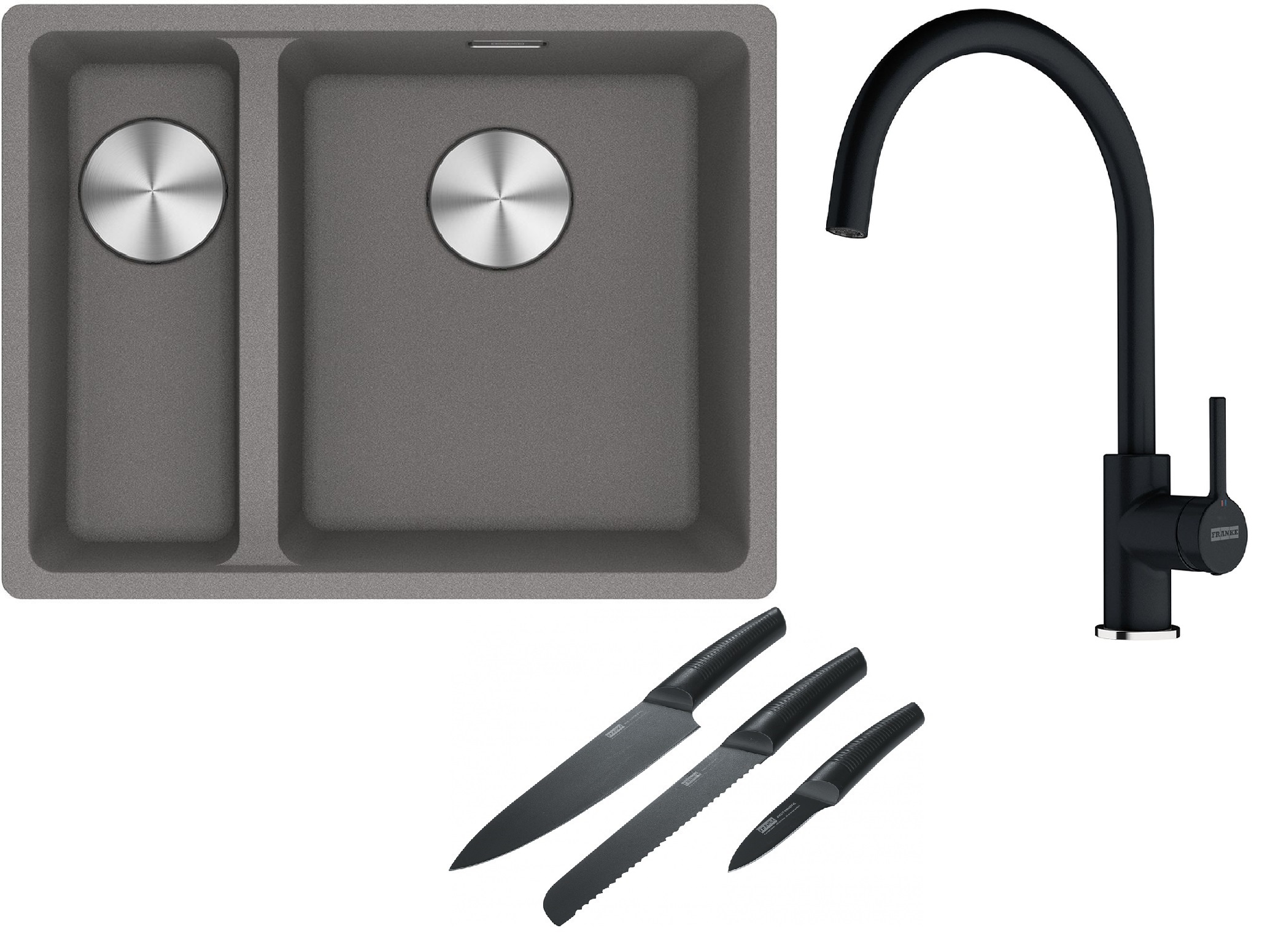 Set évier en granit Franke Maris 125.0687.270, mitigeur de cuisine Franke Lina 115.0626.020
