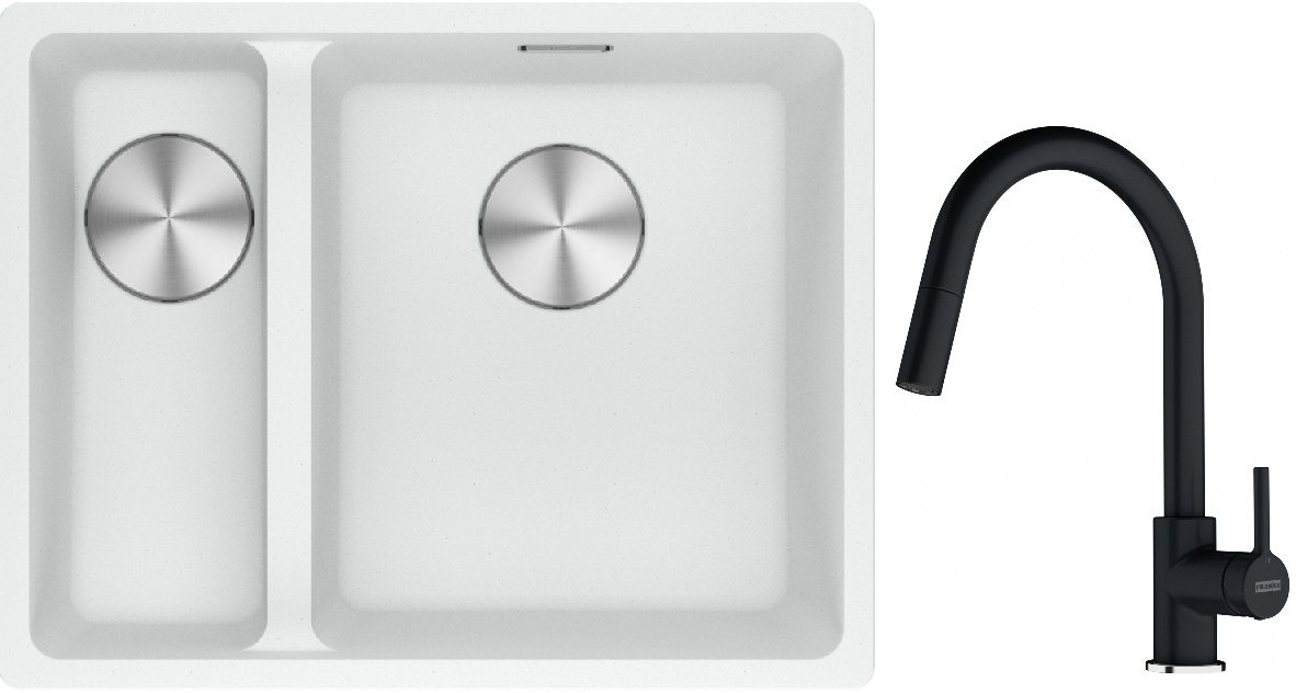Set évier en granit Franke Maris 125.0687.271, mitigeur de cuisine Franke Lina 115.0626.055