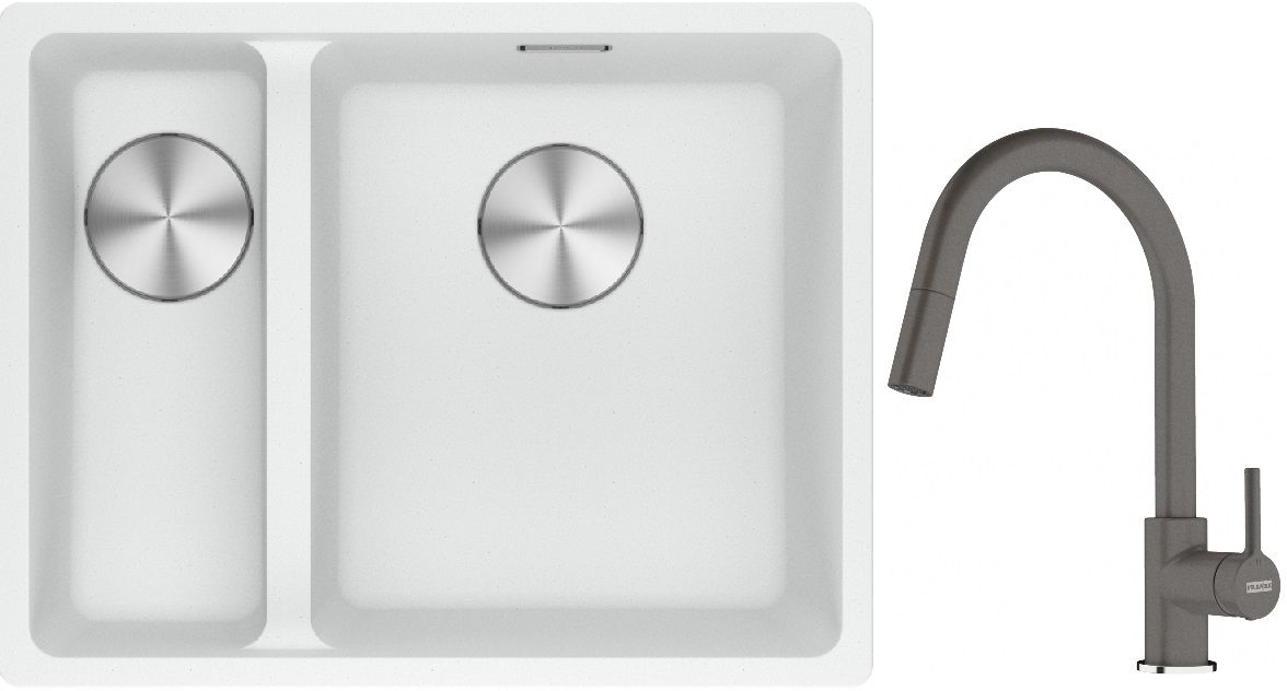 Set évier en granit Franke Maris 125.0687.271, mitigeur de cuisine Franke Lina 115.0626.057