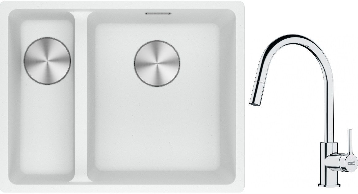 Set évier en granit Franke Maris 125.0687.271, mitigeur de cuisine Franke Lina 115.0693.229