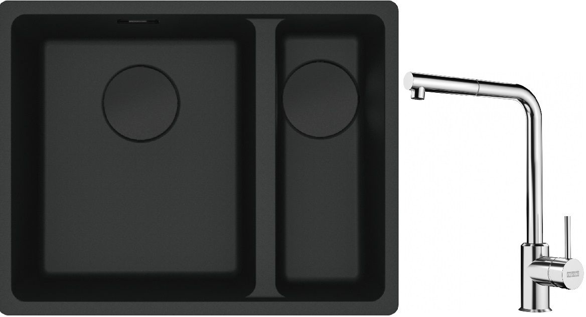 Set évier en granit Franke Maris 125.0697.755, mitigeur de cuisine Franke Sirius Side 115.0668.280