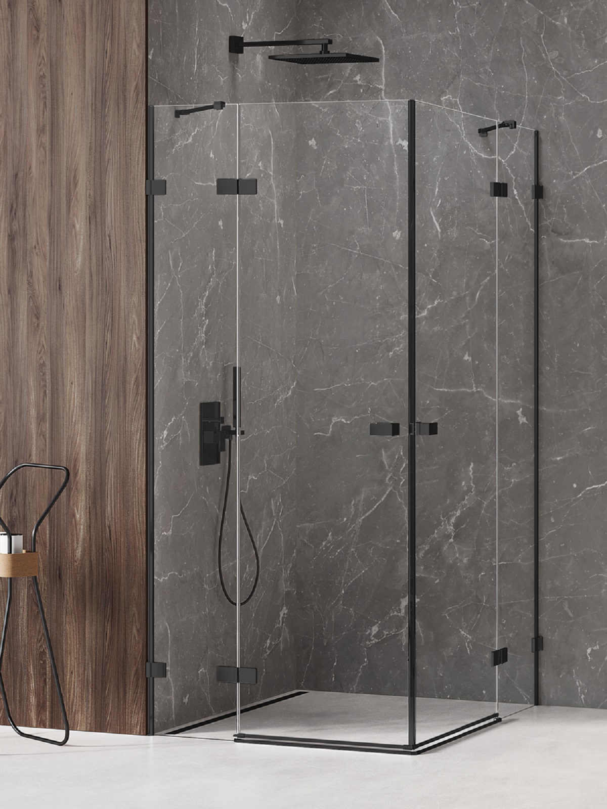 New Trendy Avexa Black cabine de douche 100x100 cm carrée noir mat/verre transparent EXK-1618