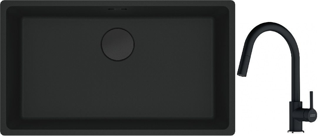 Set évier en granit Franke Maris 125.0697.757, mitigeur de cuisine Franke Lina 115.0626.055