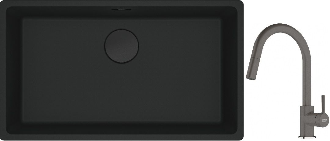 Set évier en granit Franke Maris 125.0697.757, mitigeur de cuisine Franke Lina 115.0626.057