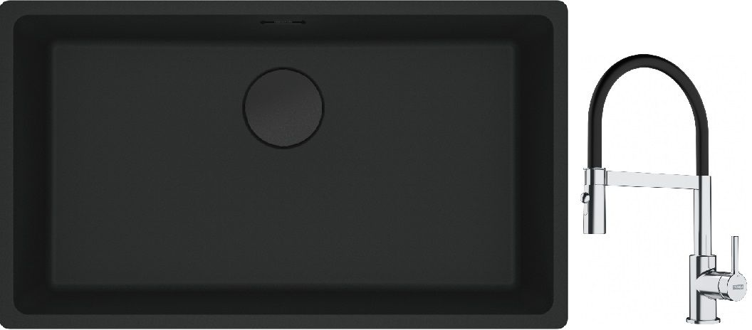 Set évier en granit Franke Maris 125.0697.757, mitigeur de cuisine Franke Lina 115.0626.085