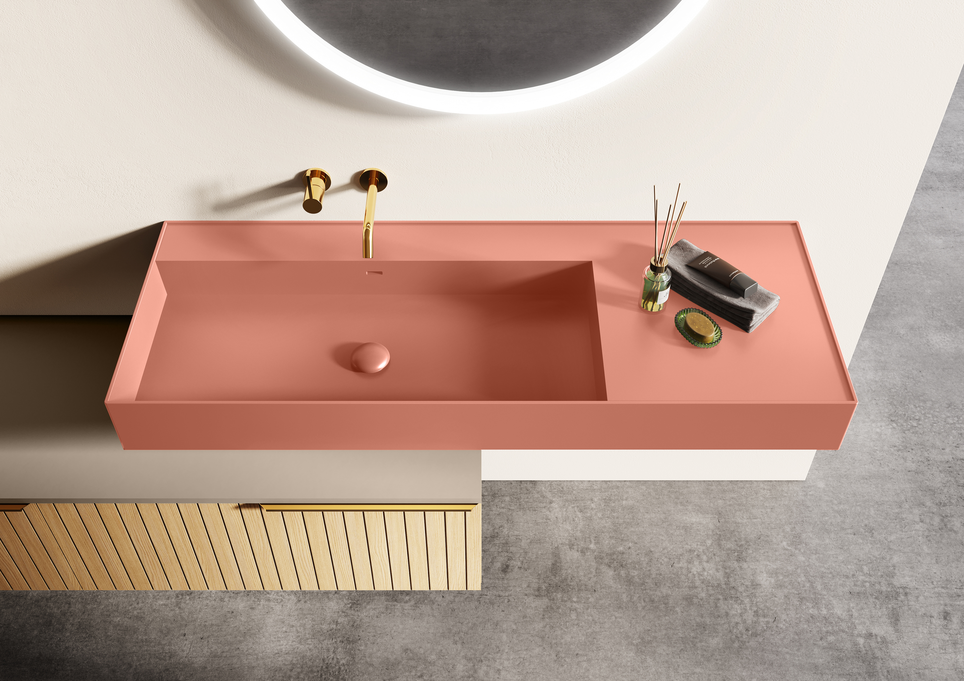 Elita Level lavabo 120.5x45.5 cm rectangulaire classique rose RE041461196600