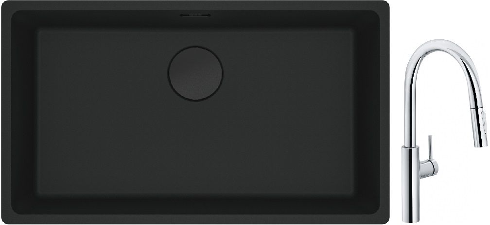 Set évier en granit Franke Maris 125.0697.757, mitigeur de cuisine Franke Pescara L Slide-In 115.0538.940