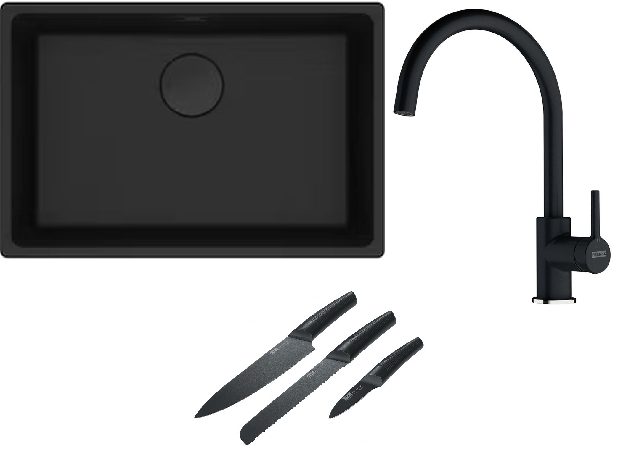 Set évier en granit Franke Maris 125.0697.758, mitigeur de cuisine Franke Lina 115.0626.020