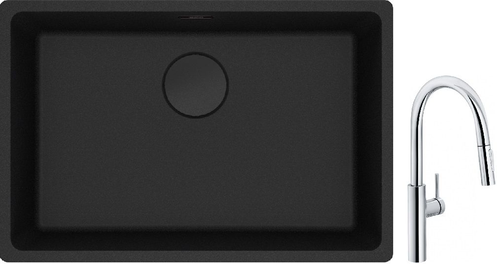 Set mitigeur de cuisine Franke Pescara L Slide-In 115.0538.940, évier en granit Franke Maris 125.0697.758