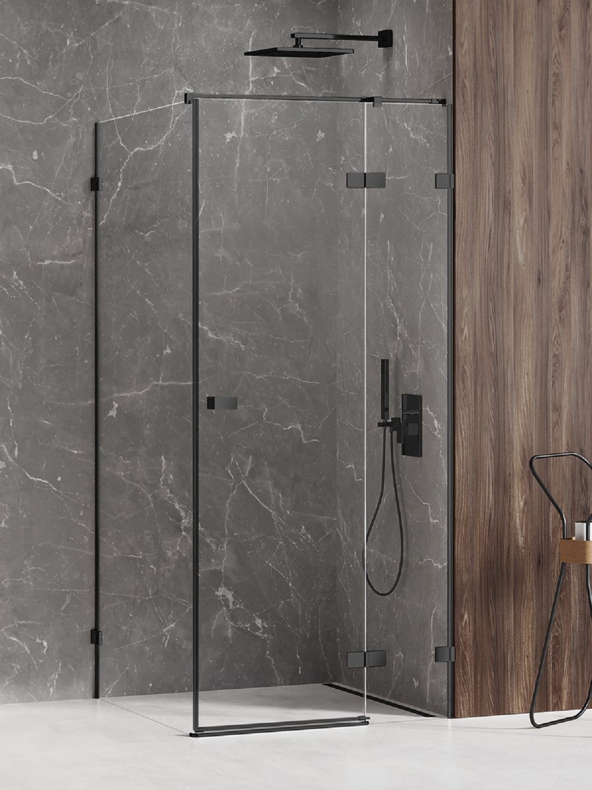New Trendy Avexa Black cabine de douche 110x100 cm rectangulaire noir mat/verre transparent EXK-1593