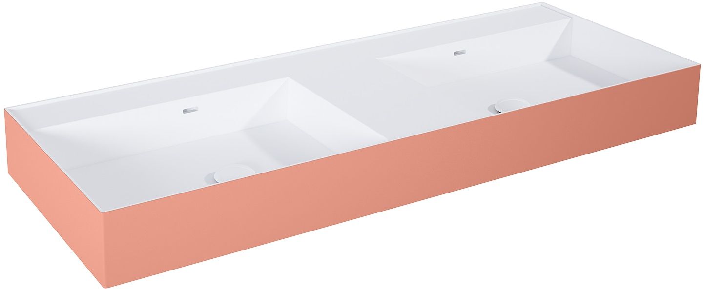 Elita Level lavabo 120.5x45.5 cm rectangulaire classique-double blanc-rose RE041461246020