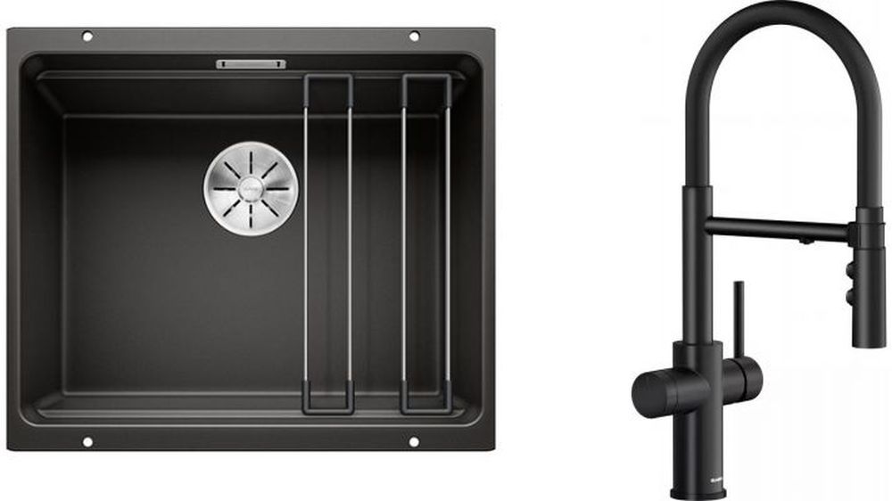 Set évier en granit Blanco Etagon 500-U 525887, mitigeur de cuisine Blanco Catris-S 526707