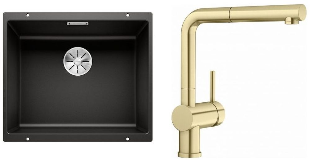 Set mitigeur de cuisine Blanco Linus-S 526684, évier en granit Blanco Subline 500-U 525995