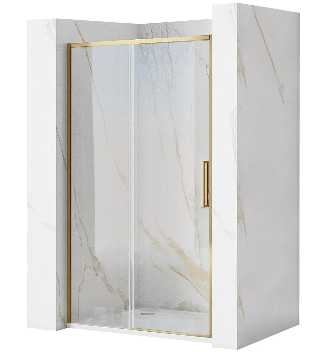 Rea Rapid Slide porte de douche 140 cm coulissant doré brossé/verre transparent REA-K8591
