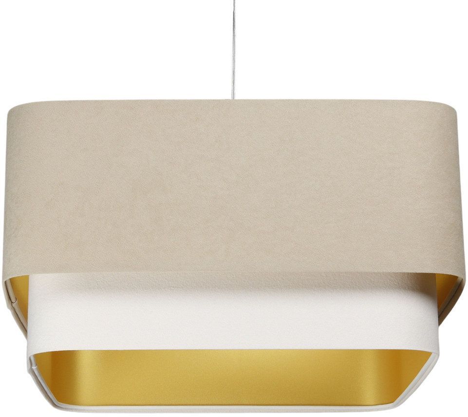 BPS Koncept Kwadro Duo Sue lampe suspendue 1x60 W blanc-doré-beige KWD-011